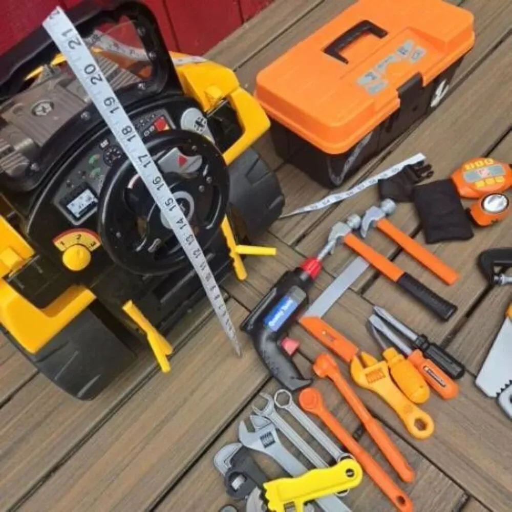CAT truck toy engine klein And Home Depot talking tool box. Mechanic Toys